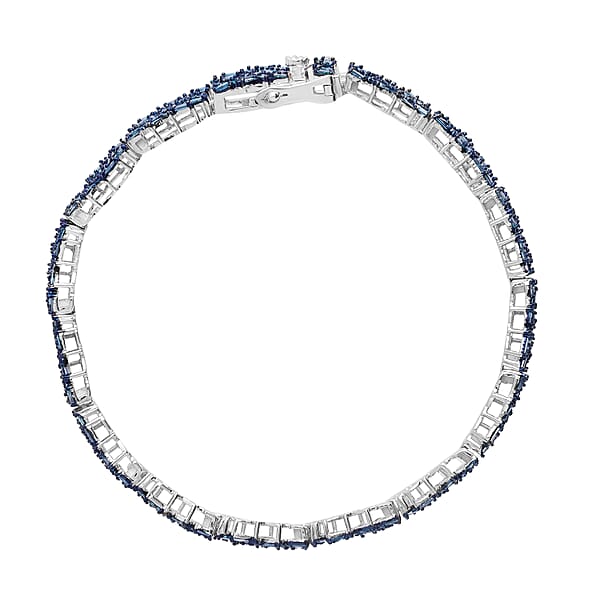 Blue Diamond Bracelet In Platinum Over Sterling Silver (7.25 In) 5.00 Ctw