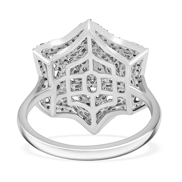 Blue Diamond Diamond Star Ring In Platinum Over Sterling Silver 1.00 Ctw