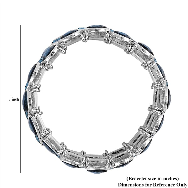 Blue Glass Bracelet In Silvertone (6.50-7.0In)