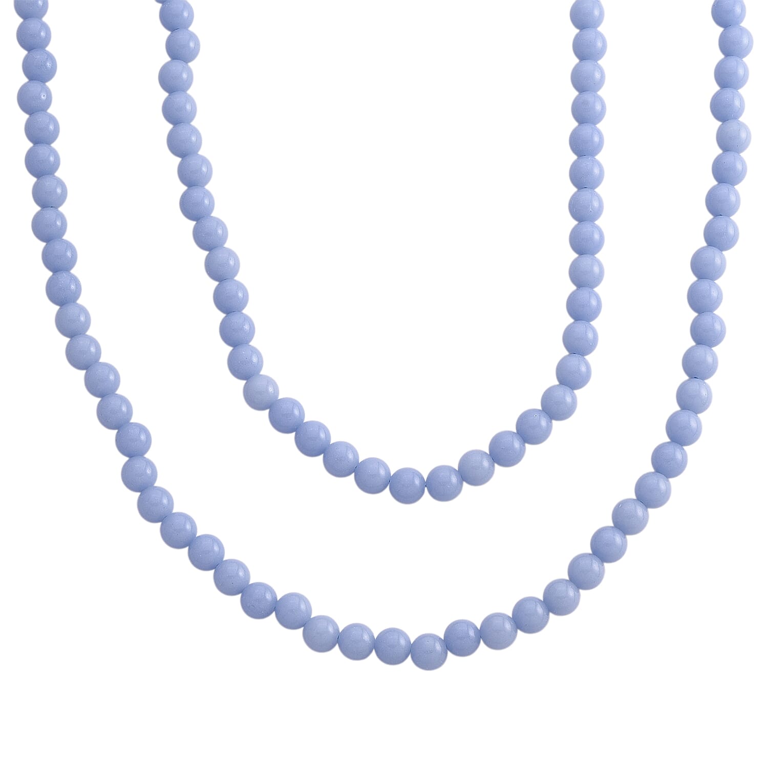 Blue Glow in Dark Beaded Necklace in Stainless Steel 340.00 ctw (34 Inches)