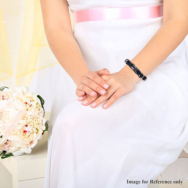 Blue Goldstone 107.00 Ctw Fancy Bamboo Stretch Bracelet