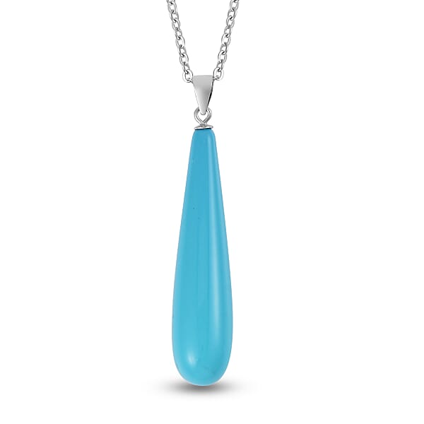 Blue Shell Pearl Drop Pendant Necklace 20 Inches And Earrings In Stainless Steel