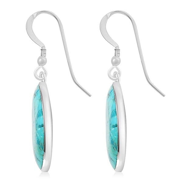Blue Turquoise Earrings In Sterling Silver 30.00 Ctw