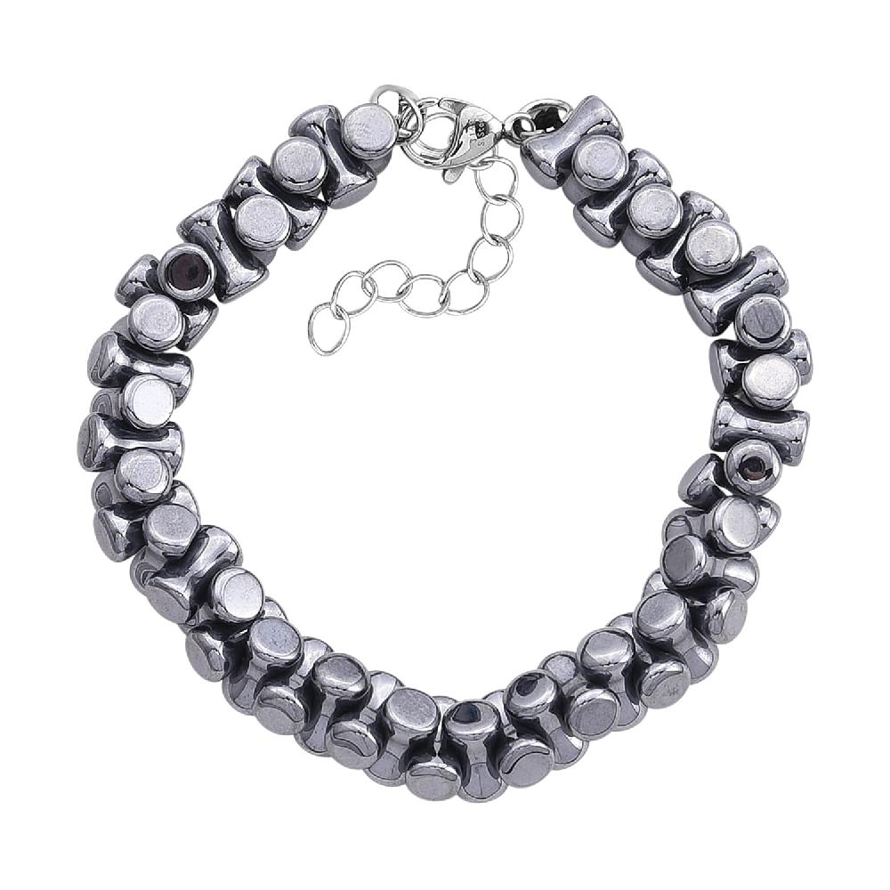 Bone Shape Terahertz 90.00 ctw Beaded Bracelet in Stainless Steel (7-9In)