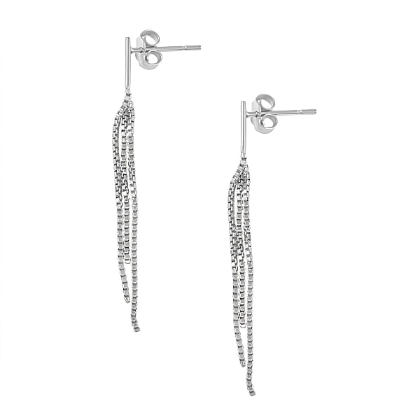 Box Chain Fringes Earrings In Sterling Silver 1.80 Grams