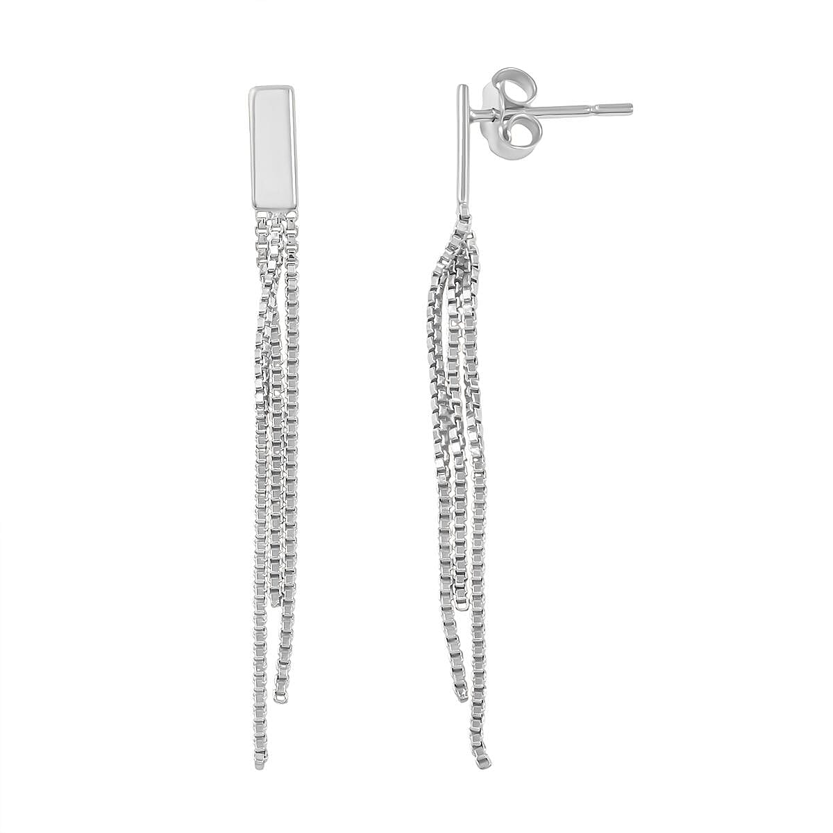 Box Chain Fringes Earrings in Sterling Silver 1.80 Grams