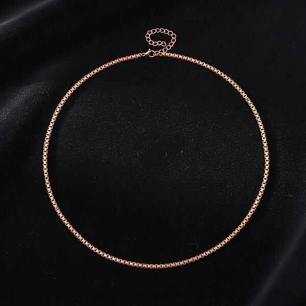 Box Chain Necklace In ION Plated RG Stainless Steel (24-26 Inches)