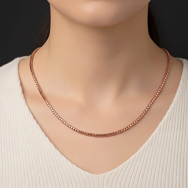 Box Chain Necklace In ION Plated RG Stainless Steel (24-26 Inches)
