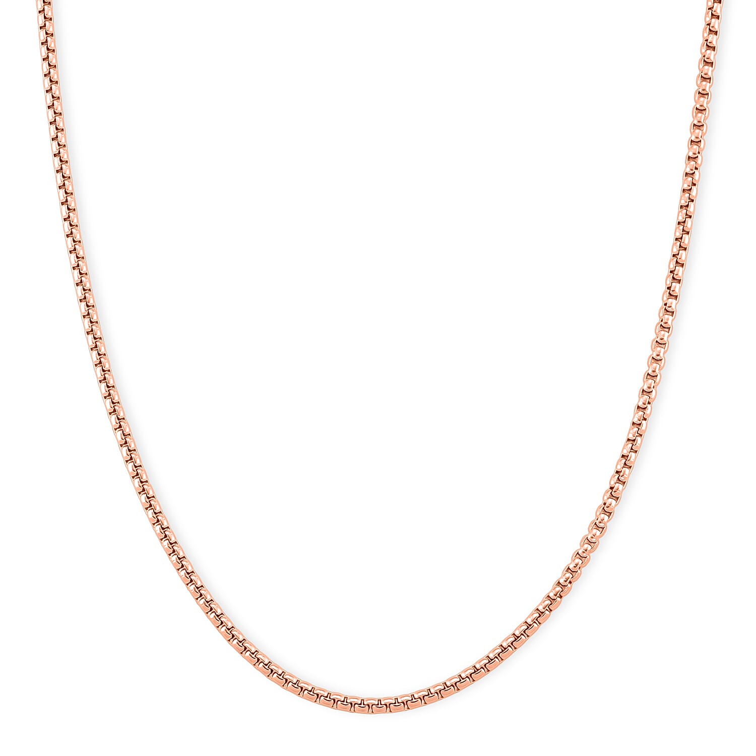 Box Chain Necklace in ION Plated RG Stainless Steel (24-26 Inches)