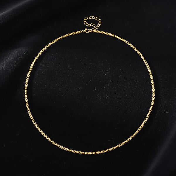 Box Chain Necklace In ION Plated YG Stainless Steel (24-26 Inches)