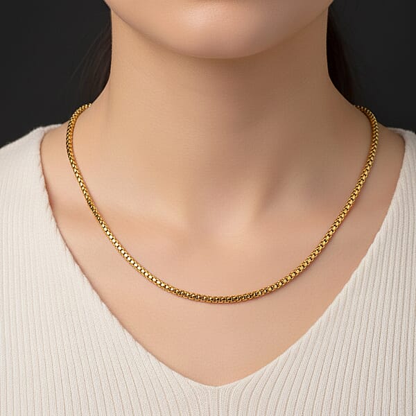Box Chain Necklace In ION Plated YG Stainless Steel (24-26 Inches)