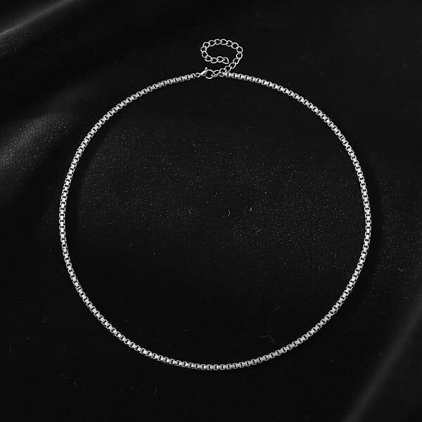Box Chain Necklace In Stainless Steel (24-26 Inches)