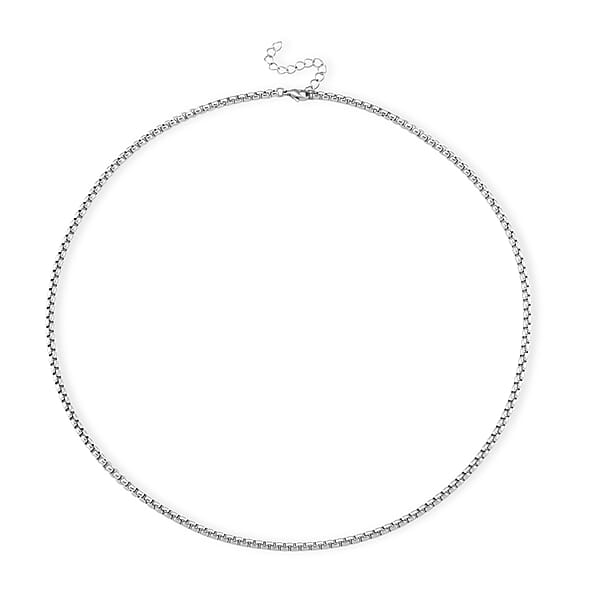 Box Chain Necklace In Stainless Steel (24-26 Inches)