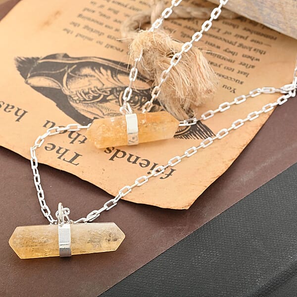 Brazilian Citrine 38.50 Ctw Double Layer Necklace In Silvertone 21-23 Inches