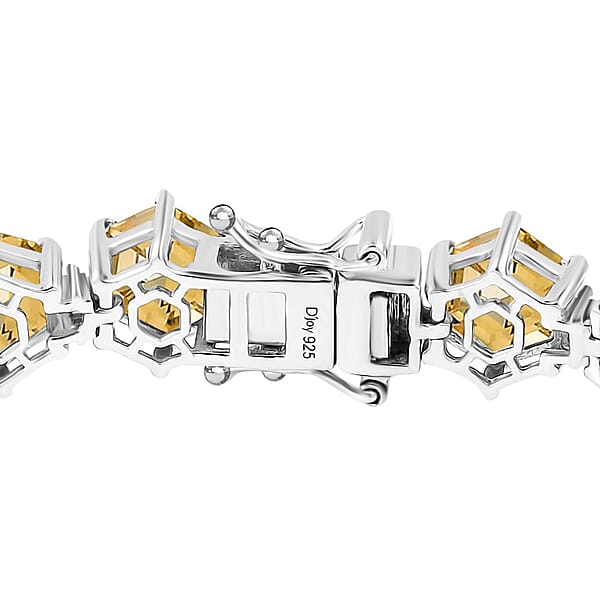 Brazilian Citrine And Moissanite 29.50 Ctw Honeycomb Bracelet In Rhodium Over Sterling Silver (7.25 In)