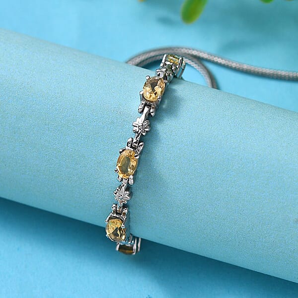Brazilian Citrine Bolo Bracelet In Stainless Steel 2.15 Ctw