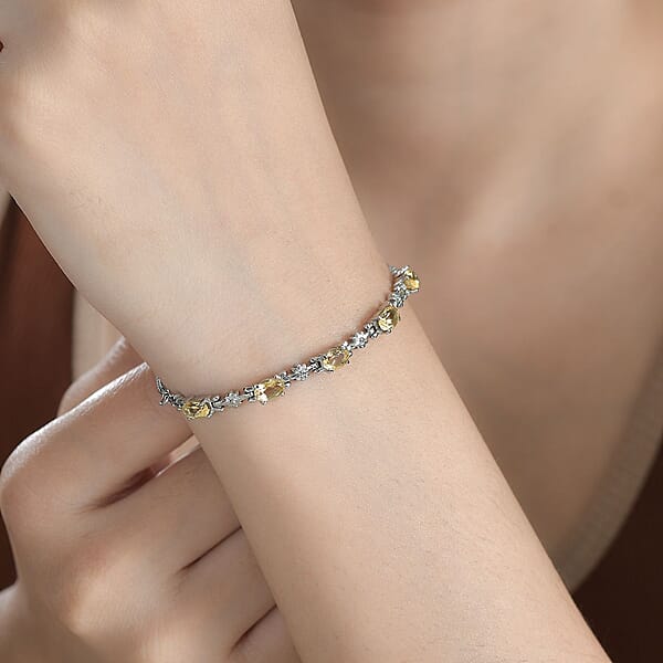 Brazilian Citrine Bolo Bracelet In Stainless Steel 2.15 Ctw