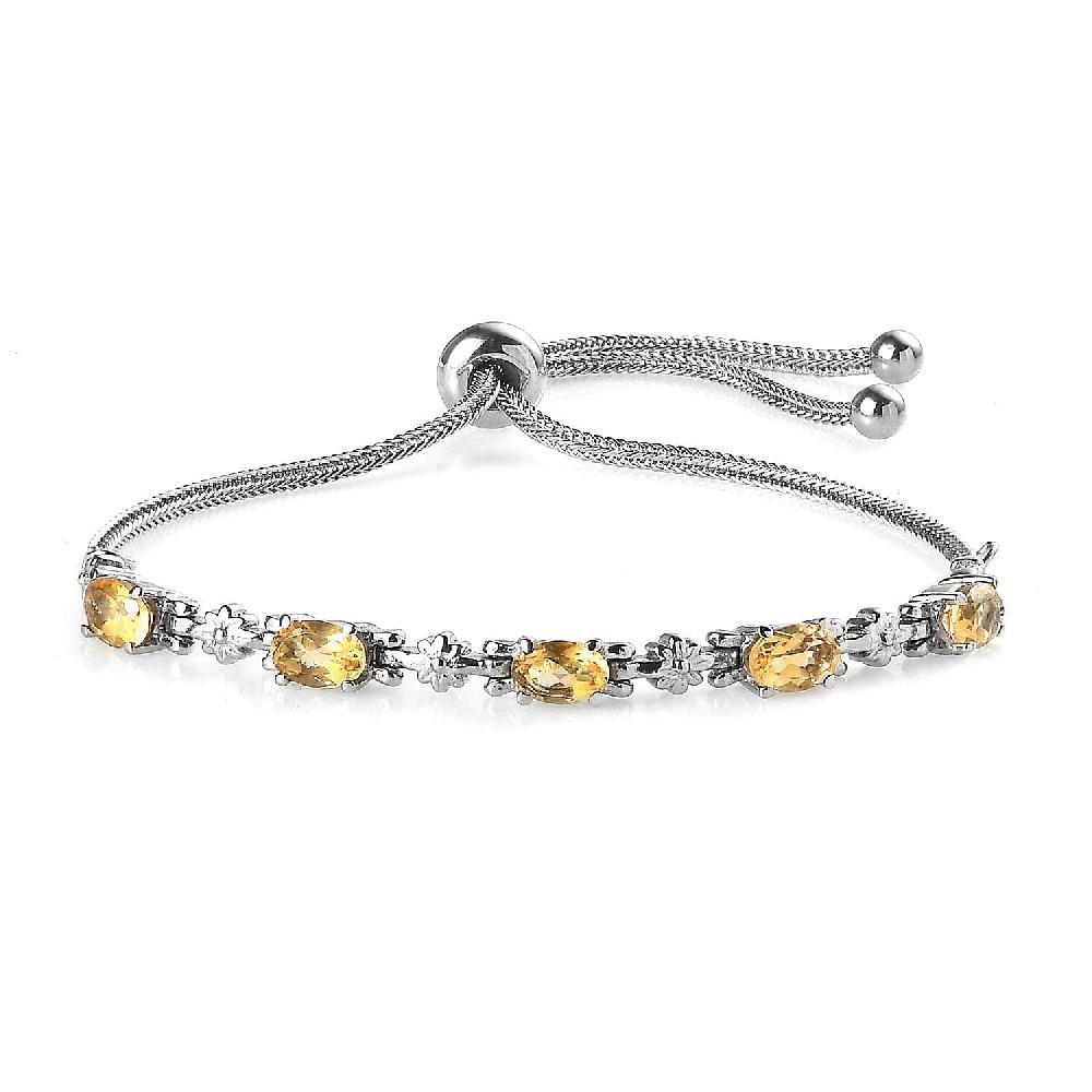 Brazilian Citrine Bolo Bracelet in Stainless Steel 2.15 ctw