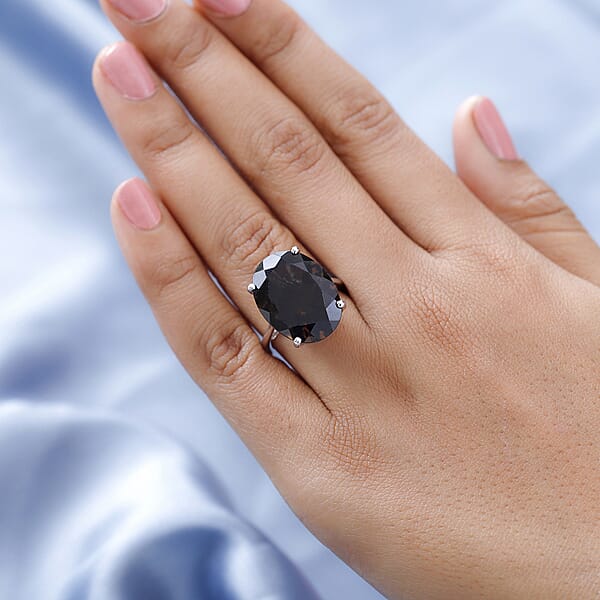 Brazilian Smoky Quartz 16.25 Ctw Solitaire Ring In Platinum Over Sterling Silver