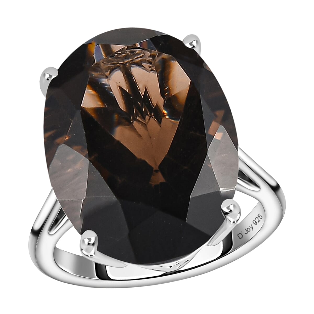 Brazilian Smoky Quartz 16.25 ctw Solitaire Ring in Platinum Over Sterling Silver