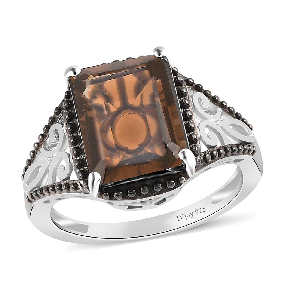 Brazilian Smoky Quartz 3.65 ctw Solitaire Ring in Platinum Over Sterling Silver