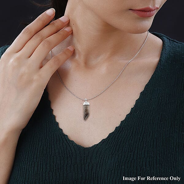 Brazilian Smoky Quartz Pendant Without Chain In Silvertone 56.40 Ctw