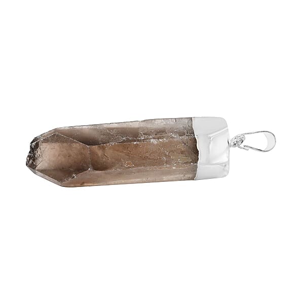 Brazilian Smoky Quartz Pendant Without Chain In Silvertone 56.40 Ctw