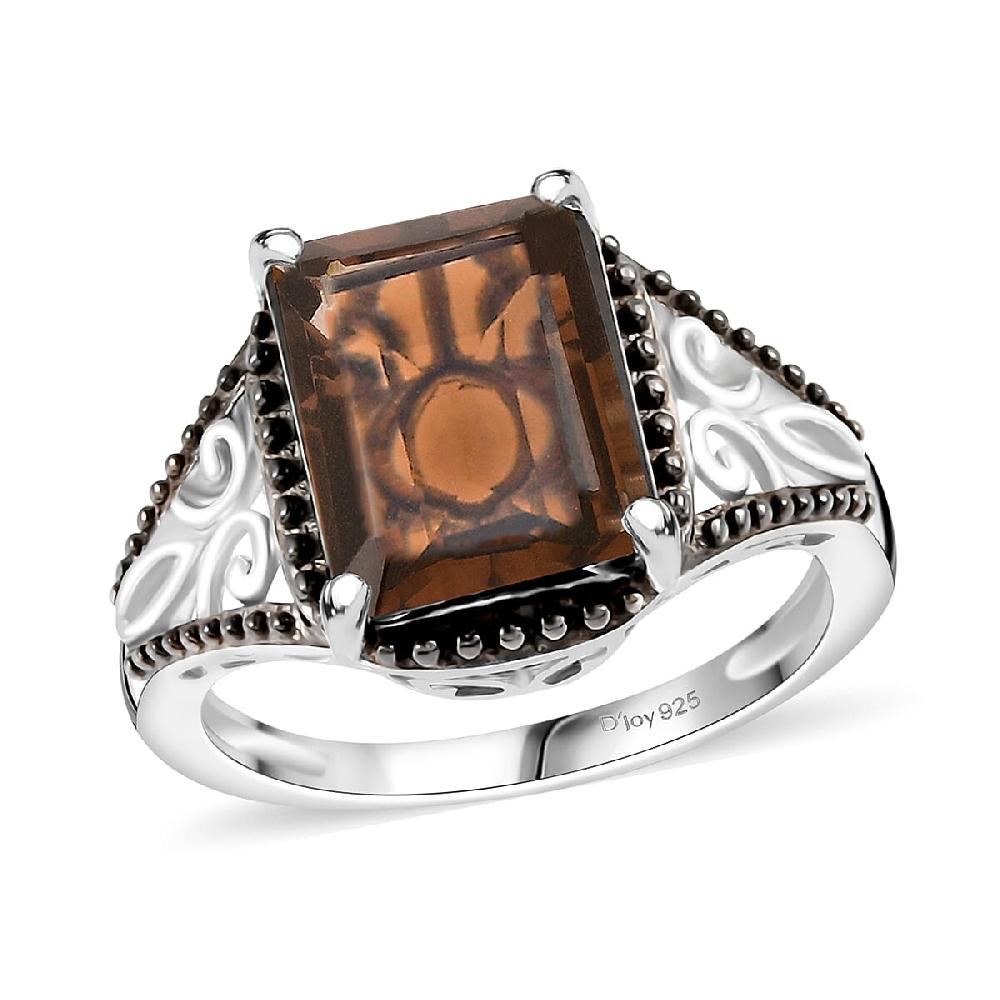 Brazilian Smoky Quartz Solitaire Ring in Platinum Over Sterling Silver 3.65 ctw