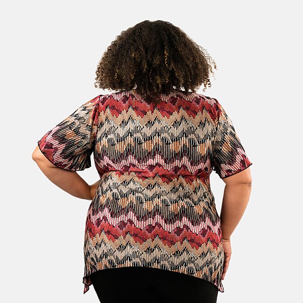 BRITANY BLACK Multi Abstract Faux Twinset Blouse With Sequin - L
