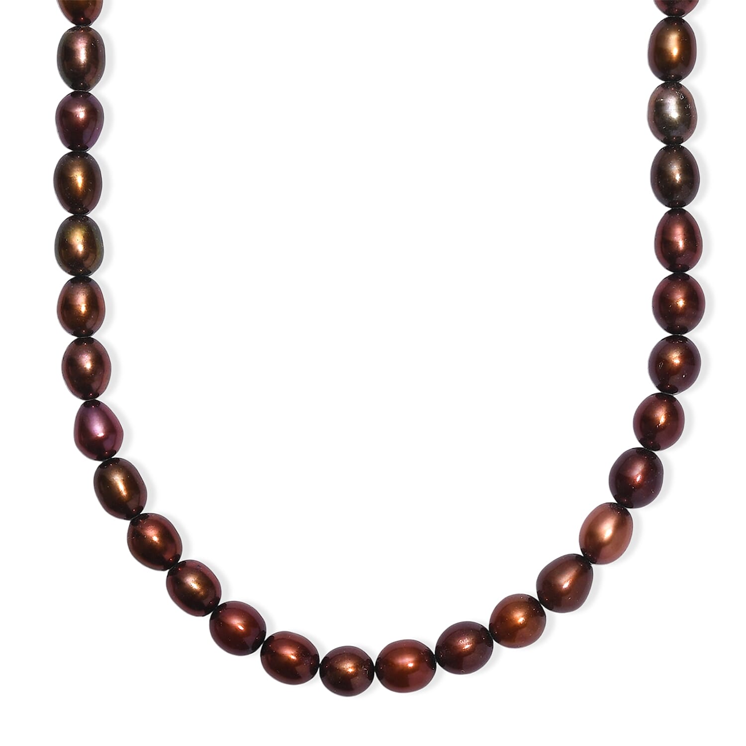 Bronze Freshwater Pearl Necklace (18 Inches) in Rhodium Over Sterling Silver