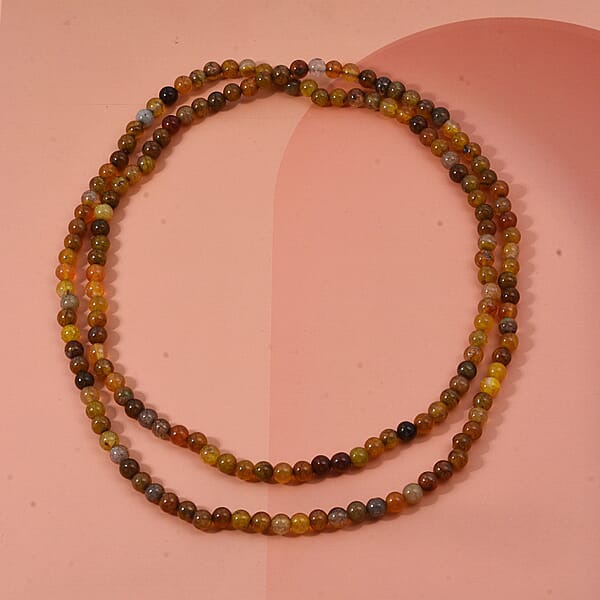 Brown Popcorn Agate Beaded Endless Necklace 235.00 Ctw (36 Inches)
