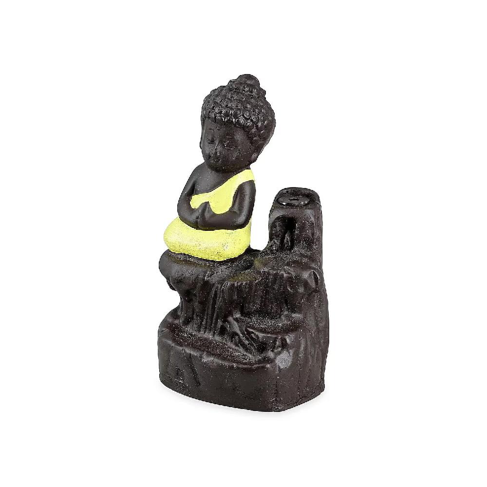 Brown Resin Buddha Backflow Fountain Gift Set