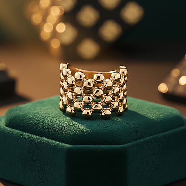 Bubble Shape Dome Steel Ring In ION Plated YG Stainless Steel