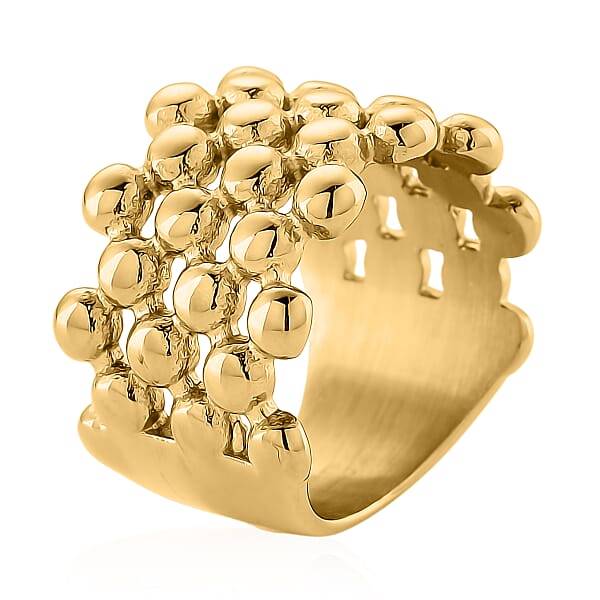 Bubble Shape Dome Steel Ring In ION Plated YG Stainless Steel