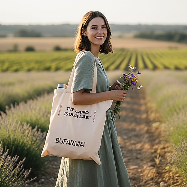 Bufarma Beige And Black Print Jute Tote Bag