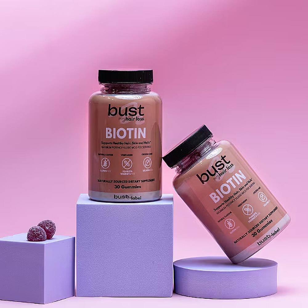 Bust My Hair Loss Biotin- Healthy Hair Skin & Nails Dietary Supplement (30 Gummies) (Ships in 3-5 Business Days)