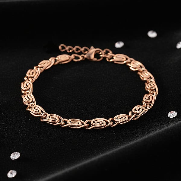 Byzantine Chain Bracelet In ION Plated RG Stainless Steel (7.0-8.0In)