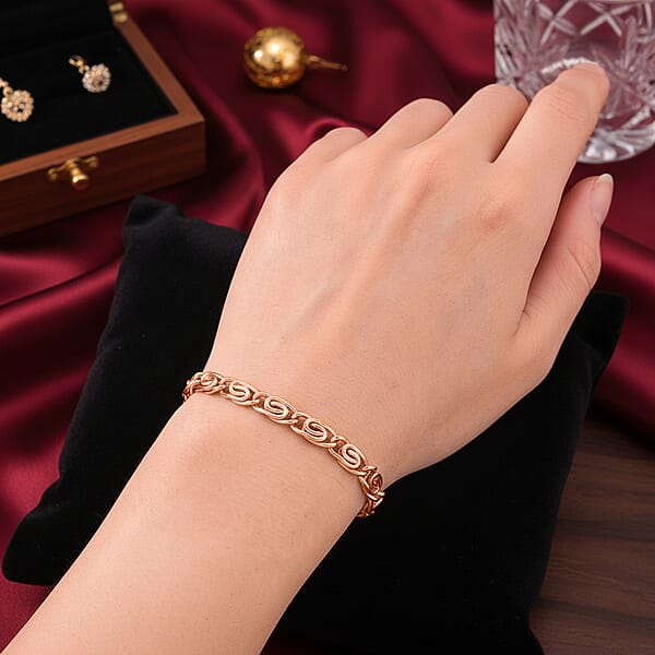 Byzantine Chain Bracelet In ION Plated RG Stainless Steel (7.0-8.0In)