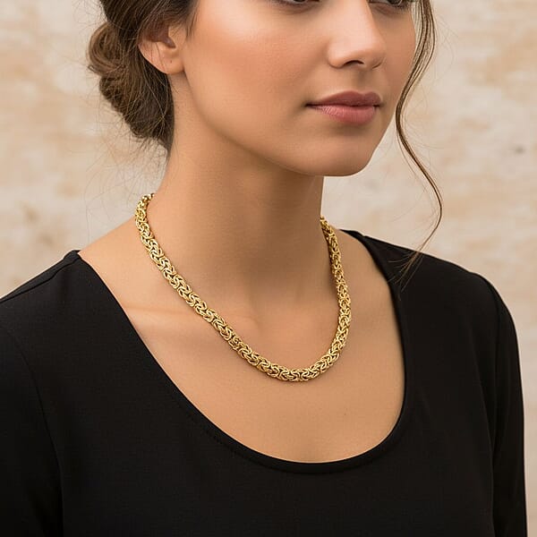 Byzantine Chain Necklace In 14K Yellow Gold 24.10 Grams 18 Inches