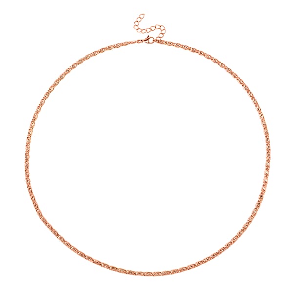 Byzantine Chain Necklace In ION Plated RG Stainless Steel (24-26 Inches)