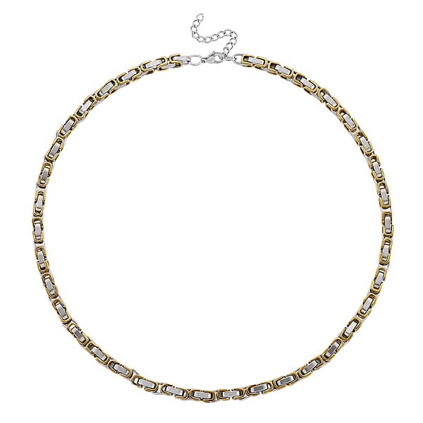 Byzantine Chain Necklace In ION Plated YG And Stainless Steel 20-22 Inches