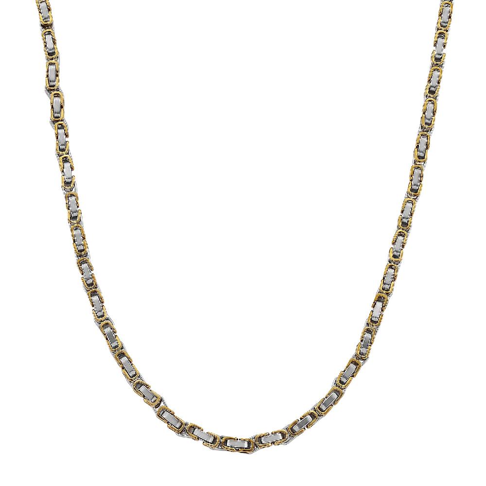 Byzantine Chain Necklace in ION Plated YG and Stainless Steel 20-22 Inches