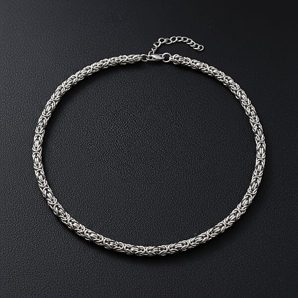 Byzantine Chain Necklace In Stainless Steel 19-21 Inches