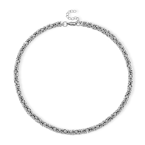 Byzantine Chain Necklace In Stainless Steel 19-21 Inches