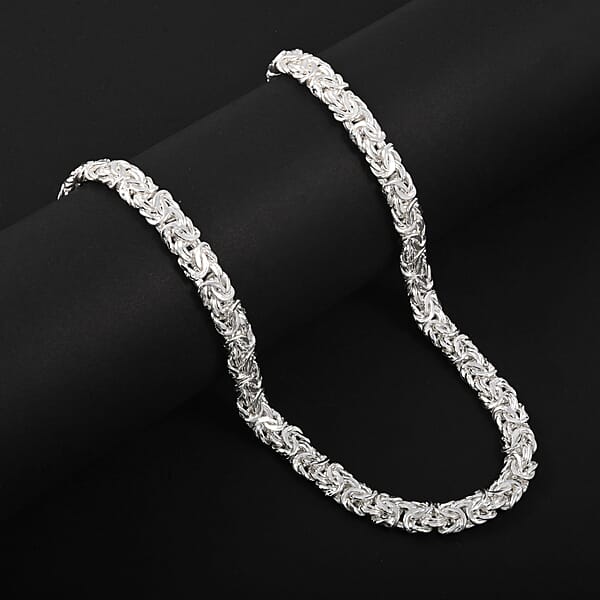 Byzantine Chain Necklace In Sterling Silver 23.3 Grams 20 Inches