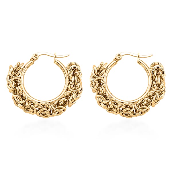 Byzantine Hoop Earrings In ION Plated YG Stainless Steel