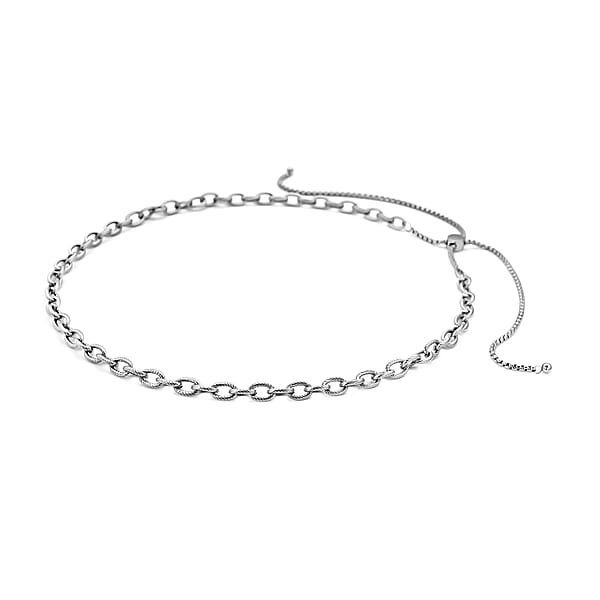 Cable Chain Necklace With Adjustable Ball In Stainless Steel 18-29 Inches Tarnish-Free Waterproof Sweat Proof Jewelry