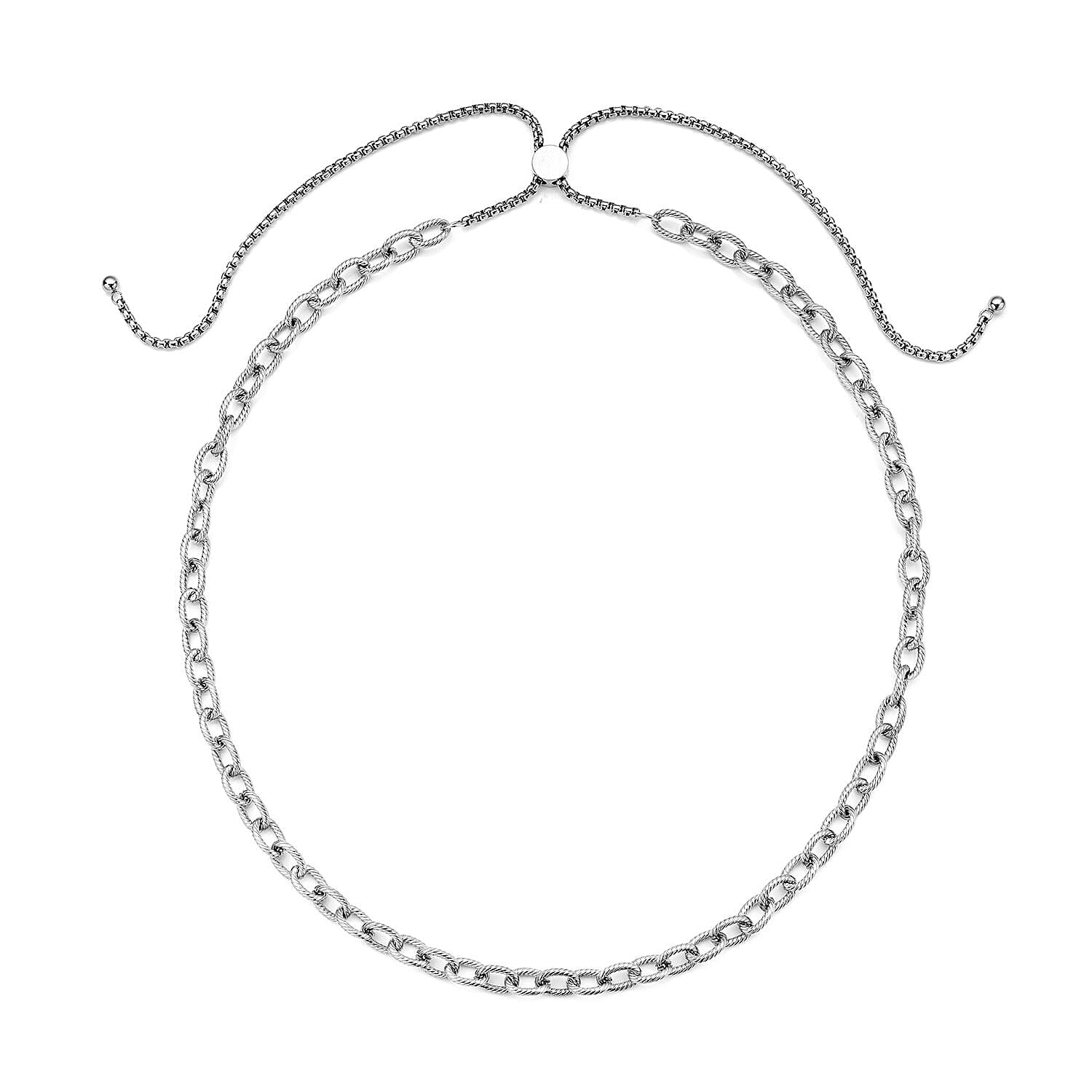 Cable Chain Necklace with Adjustable Ball in Stainless Steel 18-29 Inches Tarnish-Free Waterproof Sweat Proof Jewelry