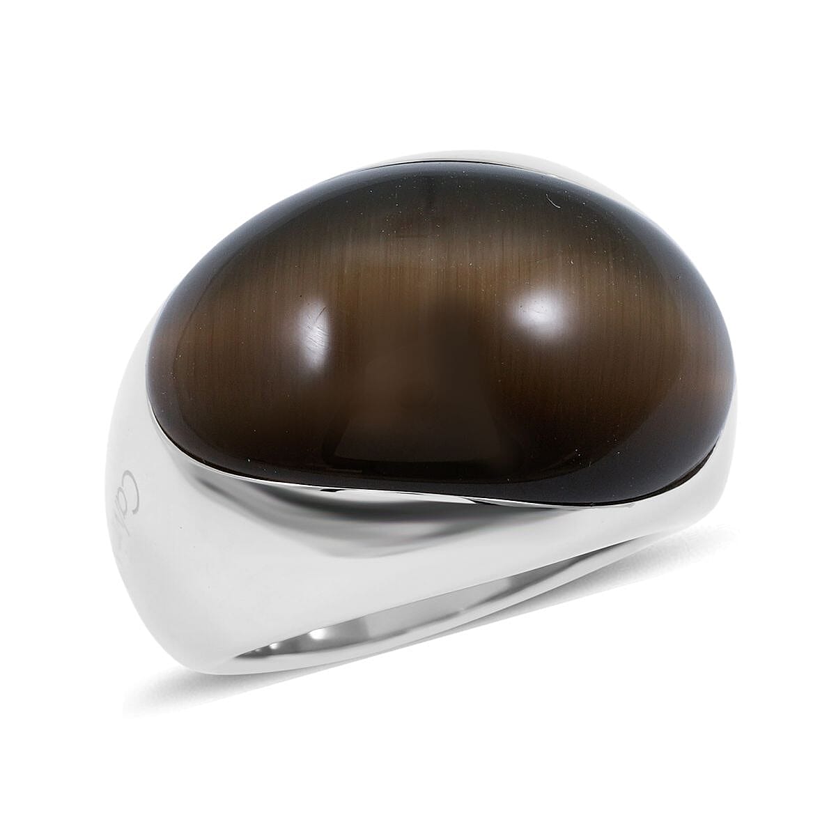 Calvin Klein Brown Dyed Agate 6.00 ctw Ellipse Ring in Stainless Steel