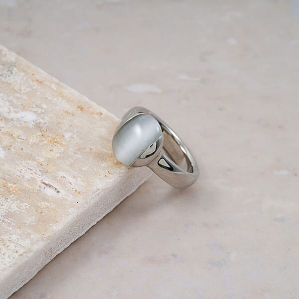 Calvin Klein Cat's Eye 3.00 Ctw Devoted Ring In Stainless Steel